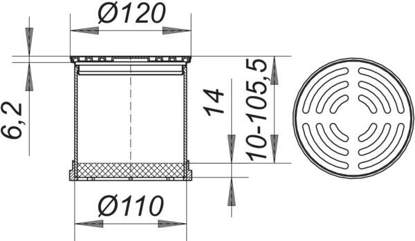 Dallmer Aufsatz ER 12 Serie 10 Ø 120 mm, Edelstahl