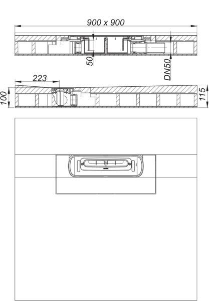 Dallmer Schallschutz-Duschelement DallFlex Floor DN 50, 900 x 900 mm