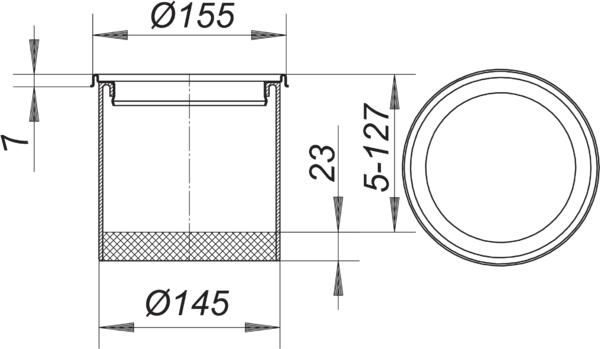 Dallmer Aufsatzrahmen VER 15 Serie 15 VER 15, Edelstahl 1.4404, d= 155mm