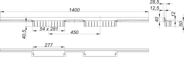Dallmer Duschrinne CeraWall Individual N Duo 1400 mm