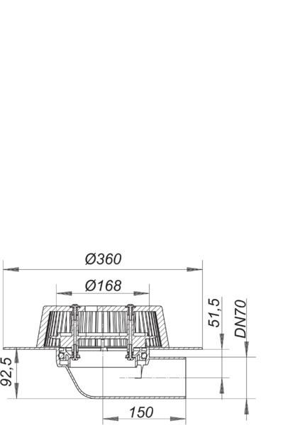 Dallmer Power-Dachablauf 86.0, FPO-PP, DN 70 seitlich