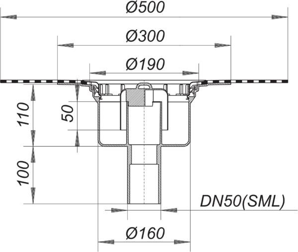 Dallmer Ablaufgehäuse 61 GA DallBit Serie 15 DN 50, für SML-Gussrohre