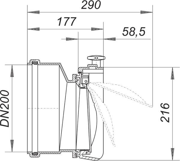 Dallmer Rohrklappe DN 200, ABS, mit Edelstahl-Verschlussklappe