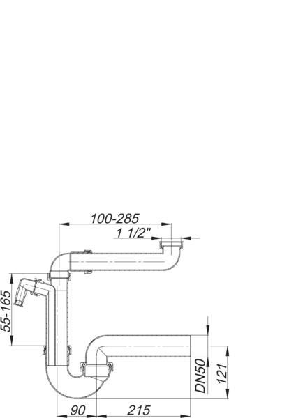 Dallmer Raumspar-Siphon 121 SL, 1 1/2" x DN 50, 1 Waschgeräte-Anschluss