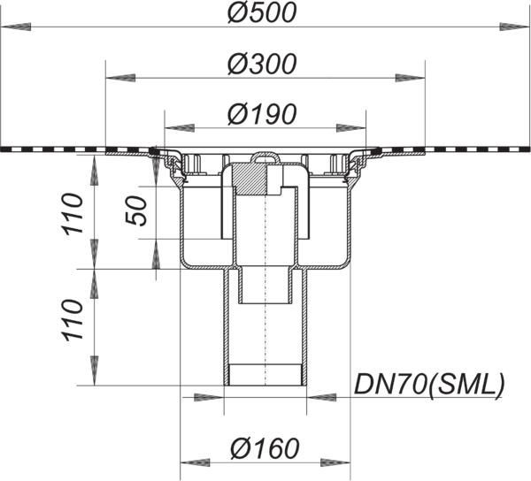 Dallmer Ablaufgehäuse 61 GA DallBit Serie 15 DN 70, für SML-Gussrohre