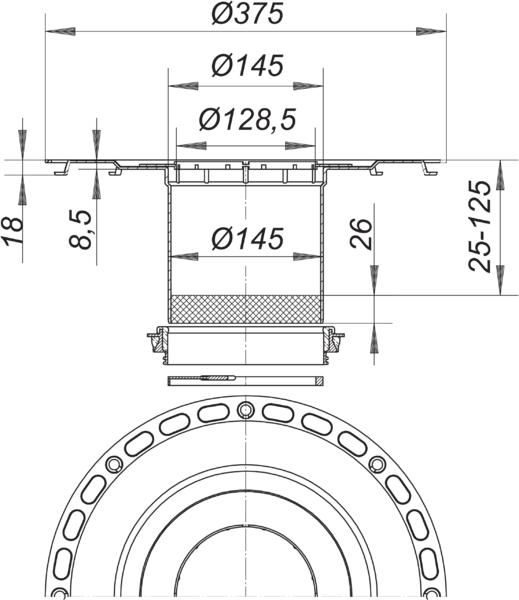 Dallmer Aufstockelement Serie 15 TistoDrain S 15, Aussparungsmaß 475 x 475 mm