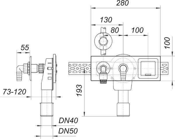 Dallmer Wandeinbau-Waschgeräte-Siphon 405 E, DN 40/50