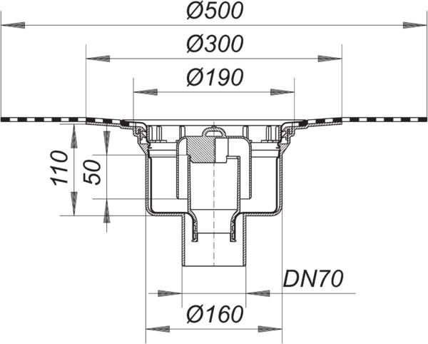 Dallmer Ablaufgehäuse 61 HT DallBit PP-NIRO Serie 15, DN 70, Innenauskleidung aus Edelstahl