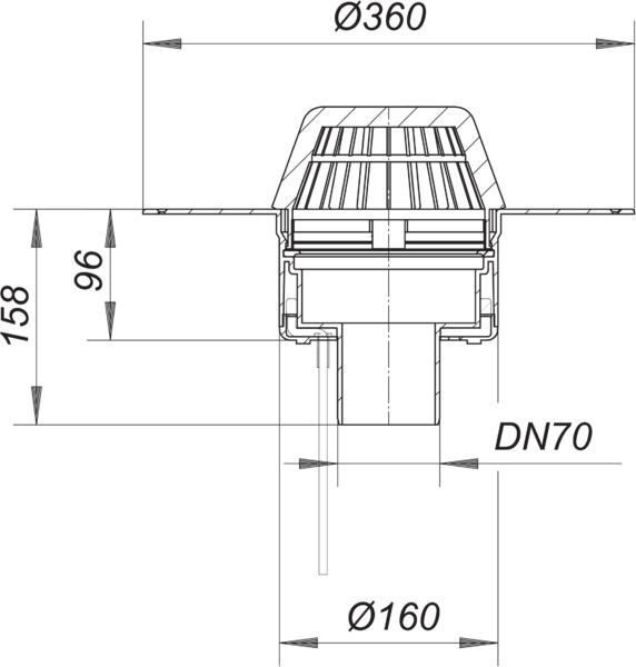 Dallmer Dachablauf 62 H PVC DN 70, beheizt