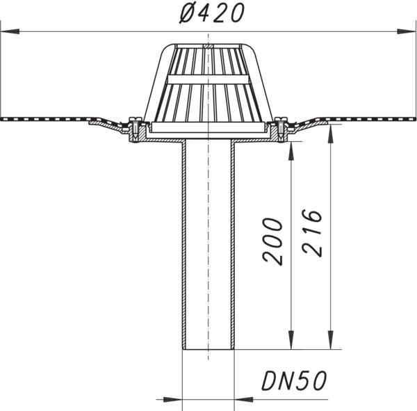 Dallmer Dachablauf 84 D DallBit DN 50, Ablaufstutzen senkrecht