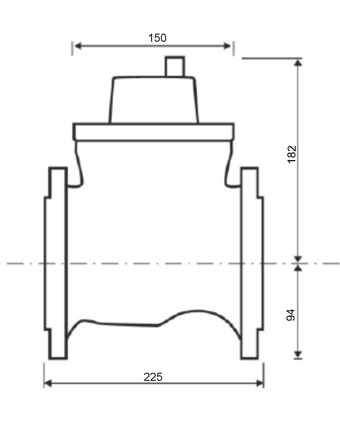 Deltamess Wärmezähler-Volumenmessteil VMT Qp 32 WP, DN 80, V/H, 225 mm, 100 L/Imp