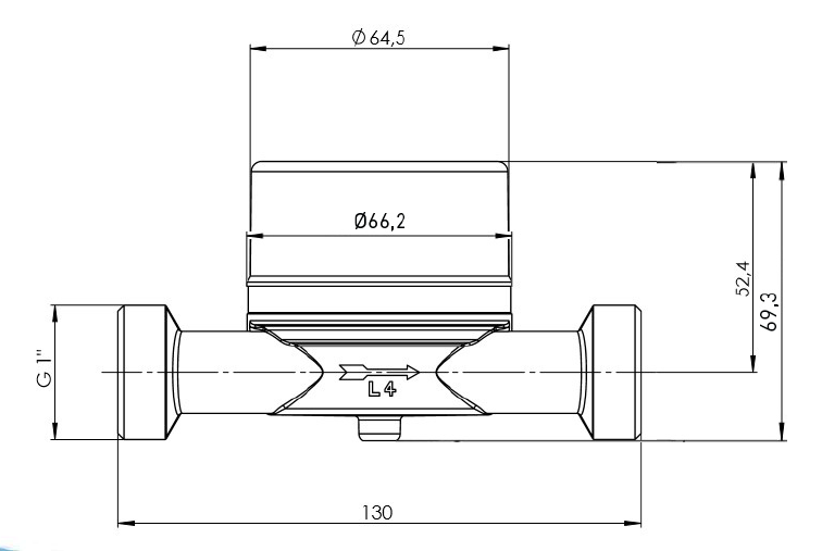 Deltamess Wasserzähler T90 smart i OMS AP, kalt/warm, G 1 x 130 mm, Q3 2,5 cbm/h