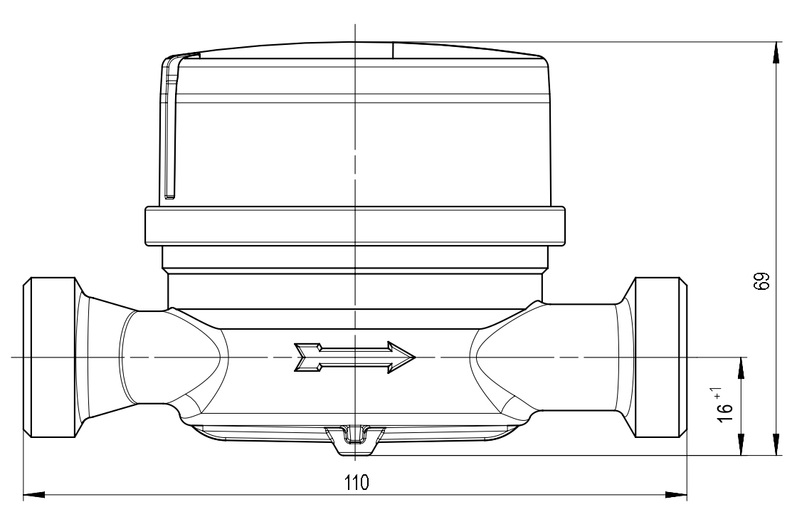 DM Zapfhahnzähler AP T90 k&w smart M Q3 2,5 G3/4 AG x 110mm