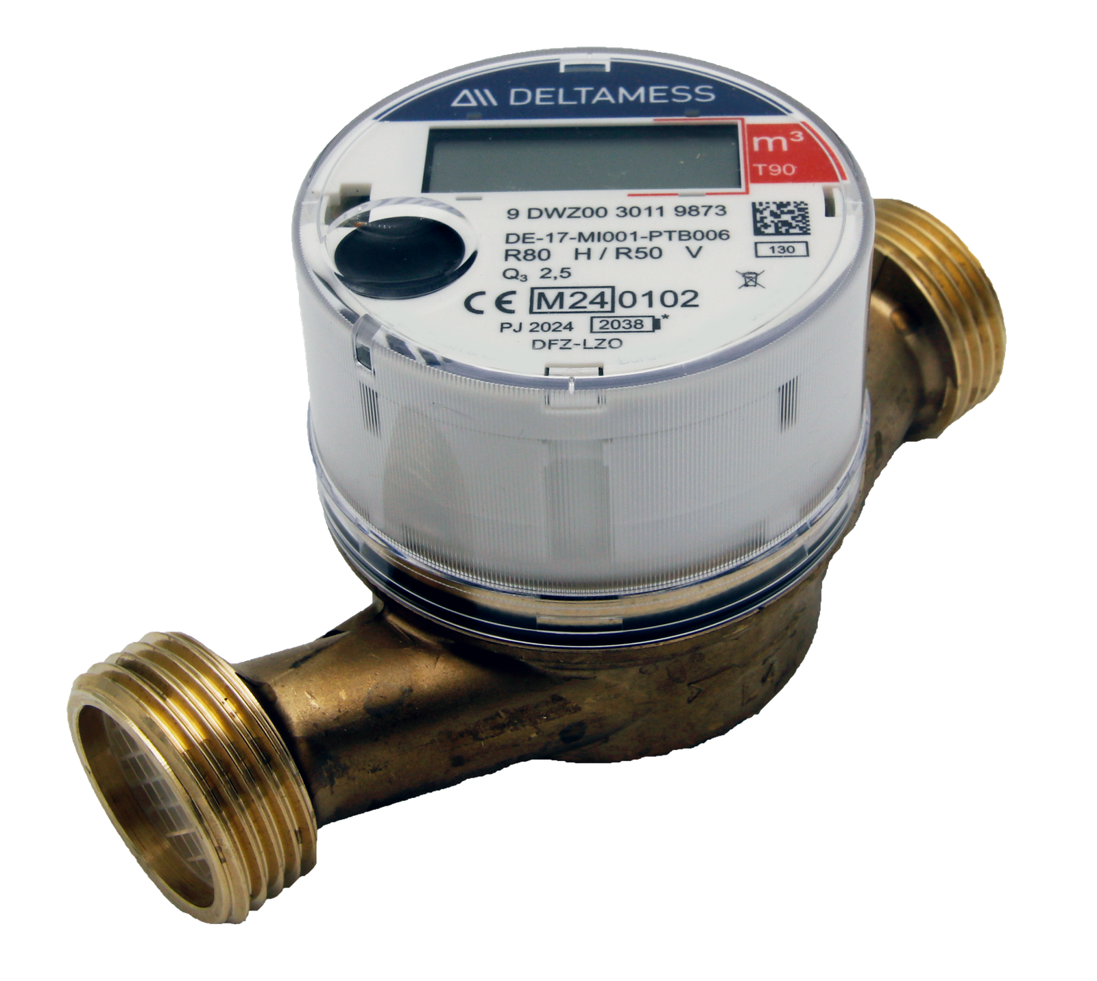 Deltamess Wasserzähler T90 smart i OMS AP, kalt/warm, G 1 x 130 mm, Q3 2,5 cbm/h