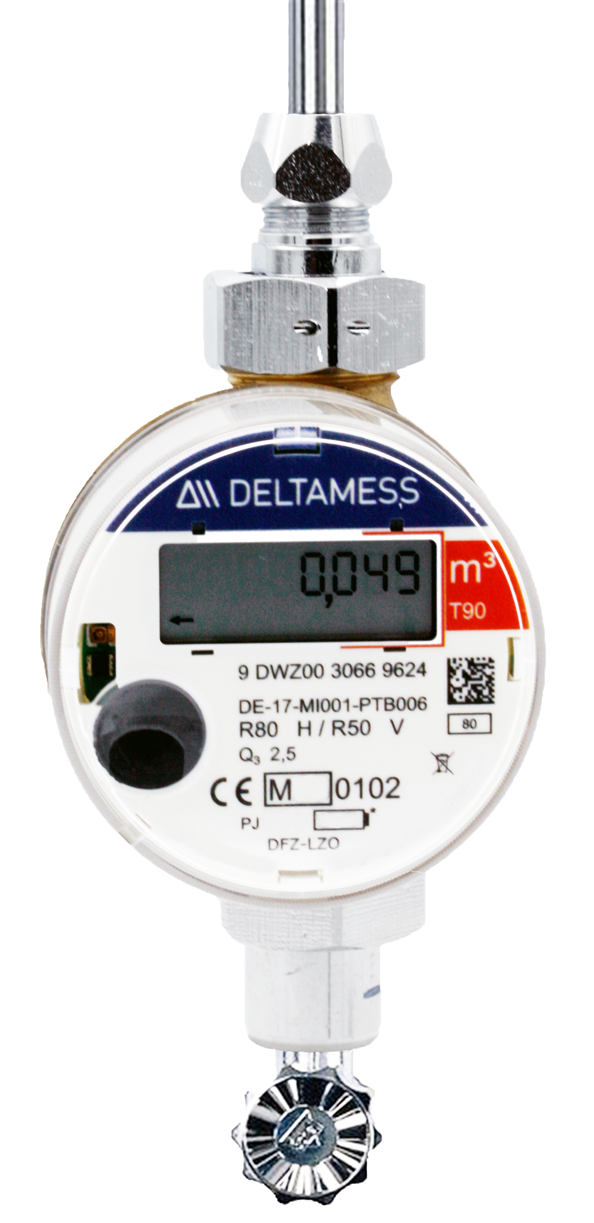 DM Aufputz-Eckventilzähler T90 smart i OMS k&w Q3 2,5 G3/4 AG x 80mm