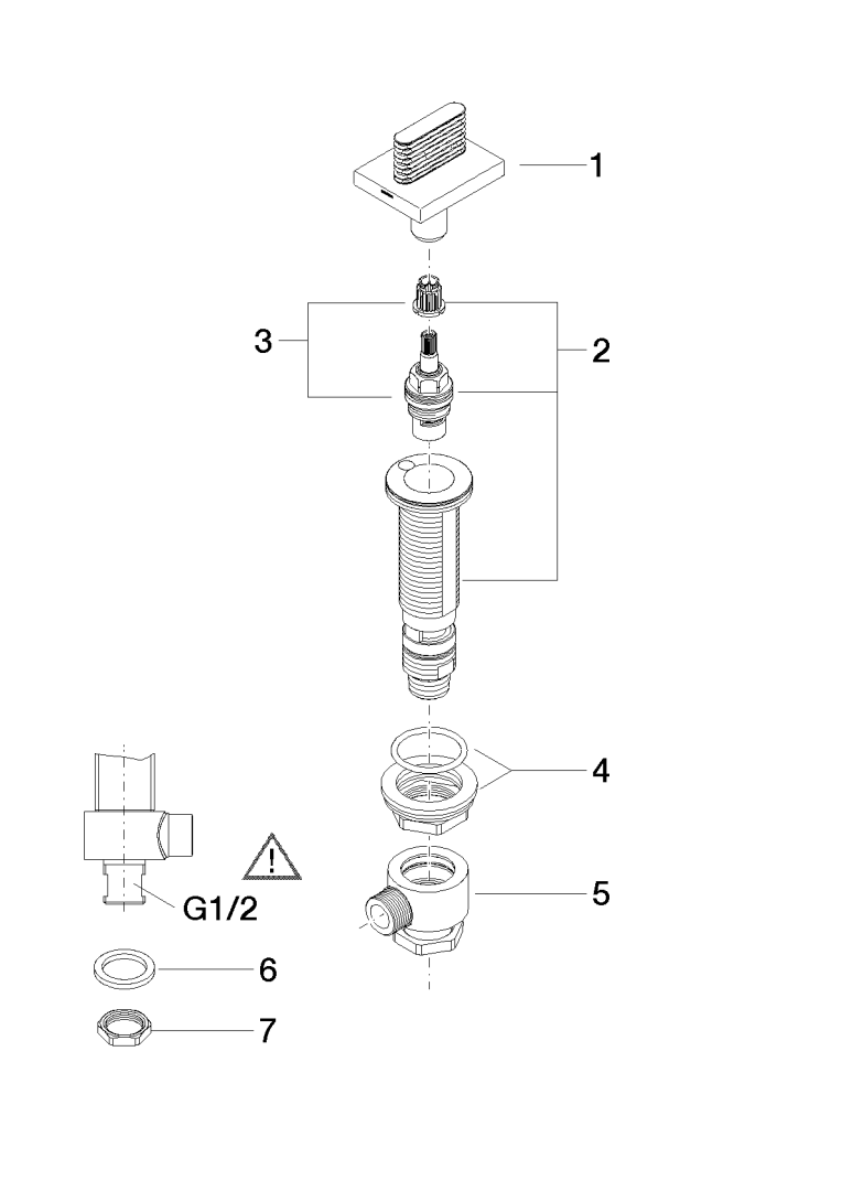 Dornbracht Seitenventil CL.1 linksschließend, warm, CASCADE-Struktur, chrom
