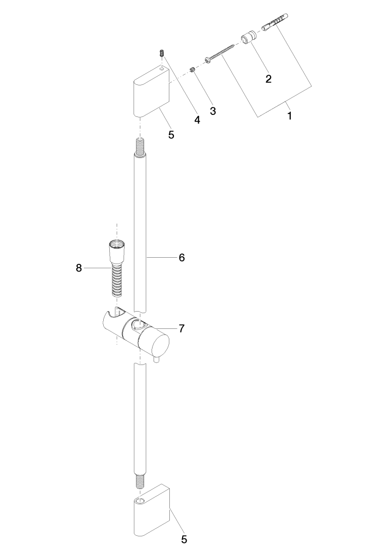 Dornbracht Duschgarnitur Stichmaß 853mm, Brauseschlauchanschluss 3/8", chrom