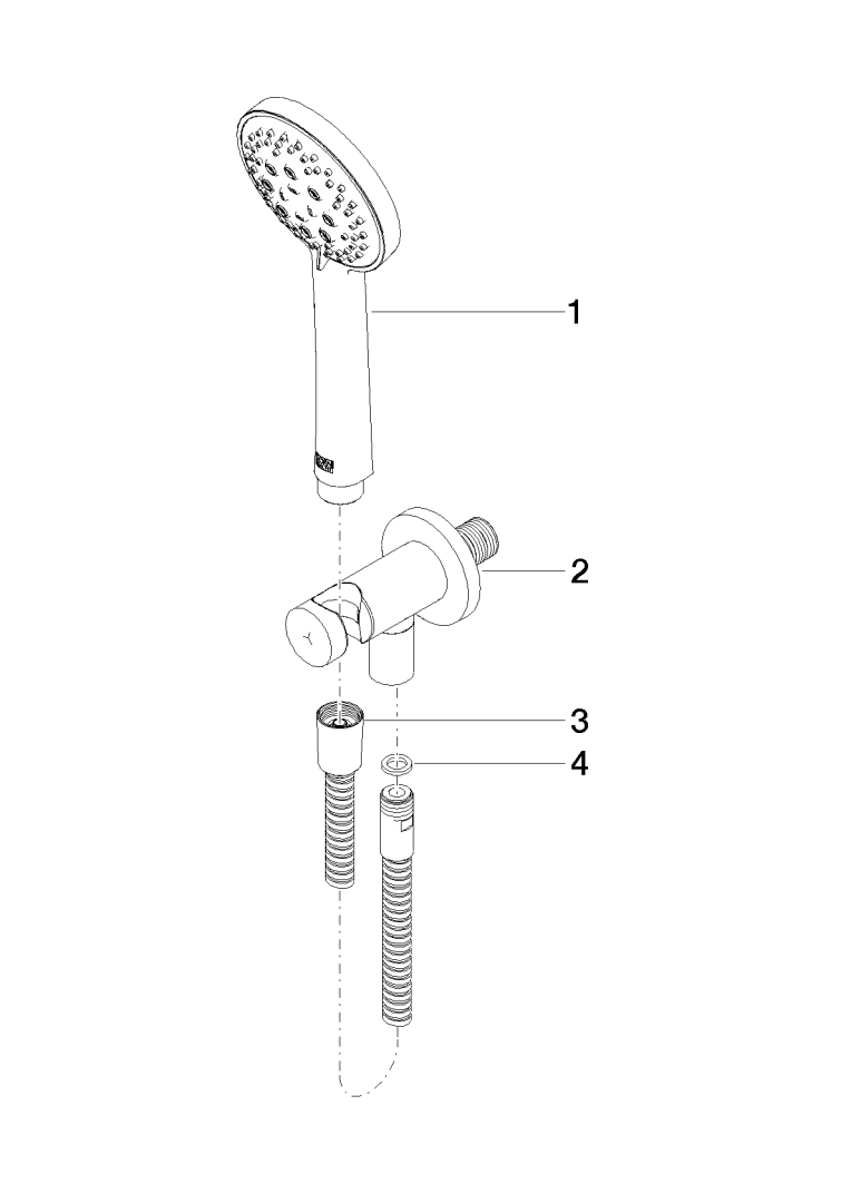 Dornbracht Schlauchbrausegarnitur mit integriertem Brausehalter, chrom