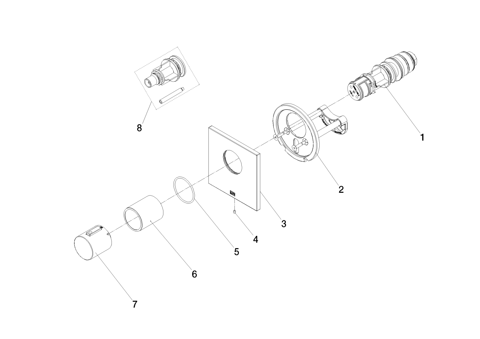 Dornbracht Fertigmontageset xTOOL UP-Thermostat, ohne Mengenregulierung, 3/4", Dark Platinum gebürstet