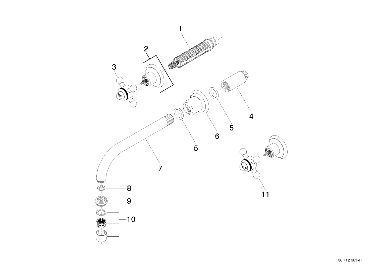 Dornbracht Fertigmontageset Madison UP-Waschtisch-Dreiloch-Armatur, ohne Ablaufgarnitur, chrom