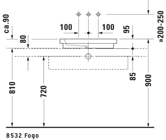 Duravit Aufsatz-Waschtisch 2nd floor 58x41,5cm, geschliffen, ohne Hahnloch, Überlauf, Hahnlochbank, weiß WonderGliss