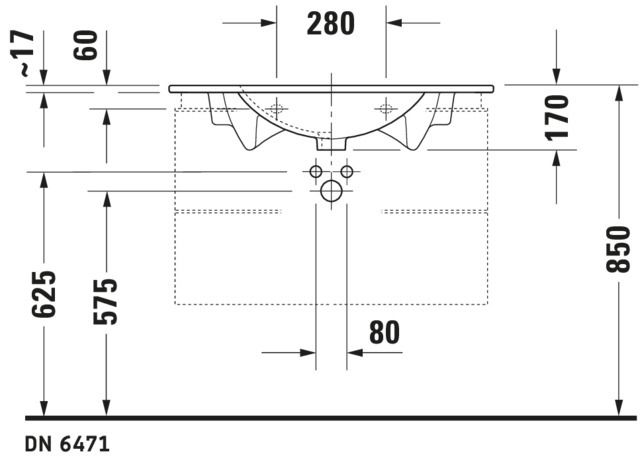 Duravit Möbel-Waschtisch Darling New 83 x 54,5 cm, weiß, mit Hahnloch, mit Überlauf, mit Hahnlochbank