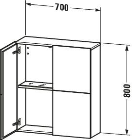 Duravit Halbhochschrank L-Cube 70x24,3x80cm, 2 Türen, eiche natur