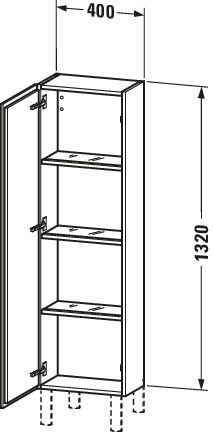 Duravit Halbhochschrank L-Cube 40x24,3x132cm, Tür links, eiche terra