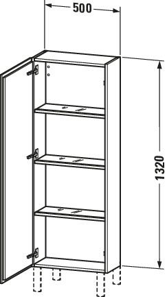 Duravit Halbhochschrank L-Cube 50x24,3x132cm, Tür rechts, eiche terra