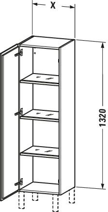Duravit Halbhochschrank L-Cube 50x36,3x132cm, Tür rechts, eiche natur