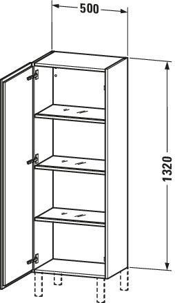 Duravit Halbhochschrank L-Cube 50x36,3x132cm, Tür rechts, eiche natur