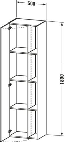 Duravit Hochschrank DuraStyle 50x36x180cm, Tür links, Eiche natur