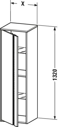 Duravit Hochschrank Ketho 50 x 36 cm, Tür rechts, Eiche schwarz