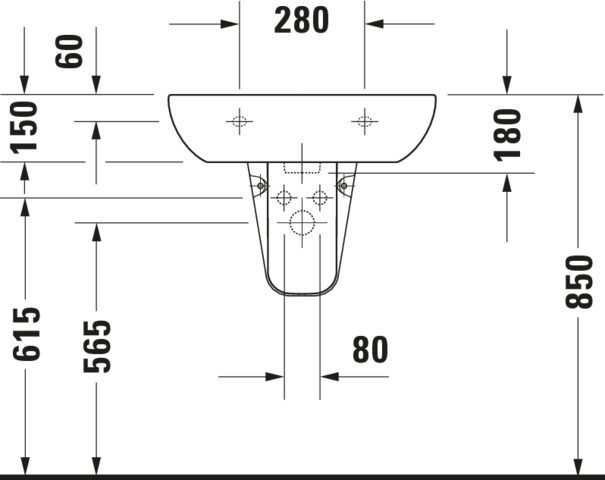 Duravit Waschtisch D-Code 60 x 46 cm, mit Hahnloch, Überlauf, Hahnlochbank, weiß