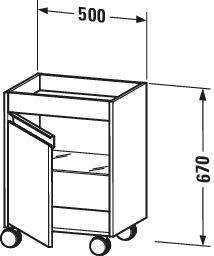 Duravit Rollcontainer Ketho 50x36x67cm, Tür links, Eiche natur
