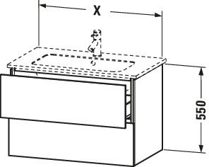 Duravit Waschtisch-Unterschrank L-Cube 102 x 48,1 cm, eiche terra, 2 Schubkästen, wandhängend