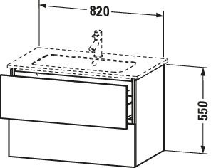Duravit Waschtisch-Unterschrank L-Cube 82 x 48,1 cm, eiche natur, 2 Schubkästen, wandhängend