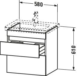 Duravit Waschtisch-Unterschrank DuraStyle 58 x 44,8 cm, Eiche terra, 2 Schubkästen, wandhängend