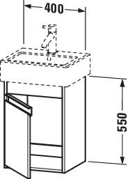 Duravit Waschtisch-Unterschrank Ketho 40x32x55cm, wandhängend, Tür links, Eiche natur