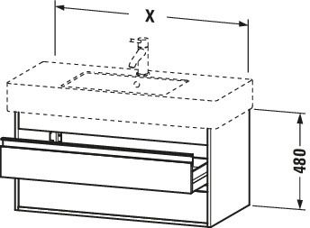 Duravit Waschtisch-Unterschrank Ketho 100 x 45,5 cm, Eiche natur, 2 Schubkästen, wandhängend