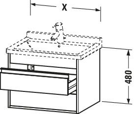 Duravit Waschtisch-Unterschrank Ketho 100 x 45,5 cm, Eiche terra, 2 Schubkästen, wandhängend