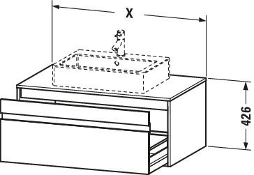 Duravit Waschtisch-Unterschrank Ketho 120 x 55 cm, Eiche terra, für Aufsatzbecken mittig, 1 Auszug, wandhängend