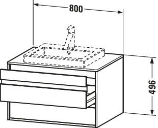 Duravit Waschtisch-Unterschrank Ketho 80 x 55 cm, Eiche terra, für Einbauwaschtisch mittig, 2 Schubkästen