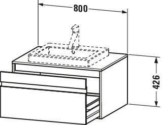 Duravit Waschtisch-Unterschrank Ketho 80 x 55 cm, Eiche schwarz, für Einbauwaschtisch mittig, 1 Auszug, wandhängend