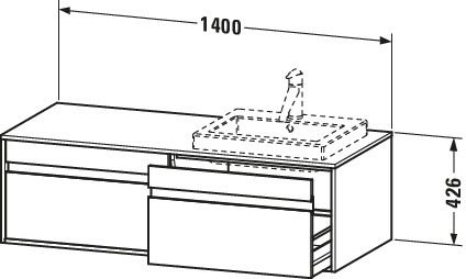 Duravit Waschtisch-Unterschrank Ketho 140x55x42,6cm, für Einbauwaschtische, 2 Auszüge, Becken links, Eiche natur