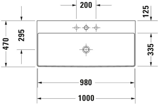 Duravit Möbel-Waschtisch geschliffen DuraSquare 100x47cm, ohne Überlauf, mit Hahnlochbank, 2 Hahnlöcher, weiß