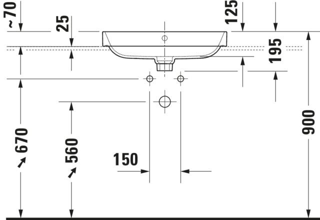 Duravit Aufsatz-Waschtisch Happy D.2 Plus 60x46cm, geschliffen, mit Hahnloch, Überlauf, Hahnlochbank, weiß WonderGliss