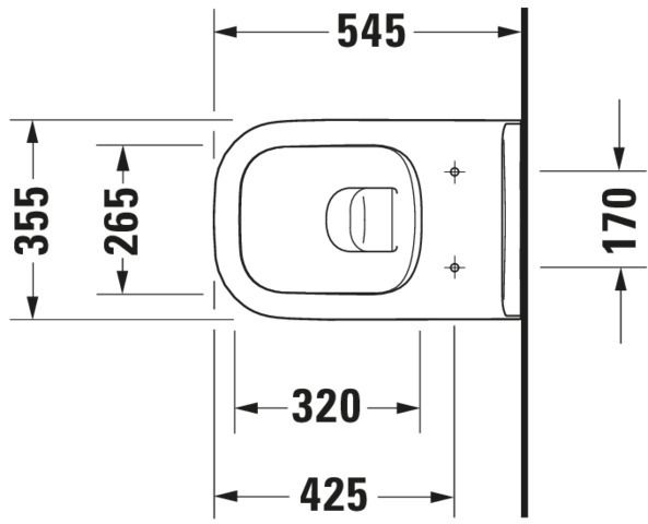 Duravit Wand-Tiefspül-WC D-Code 35,5x54,5cm, 4,5 l, Rimless, weiß