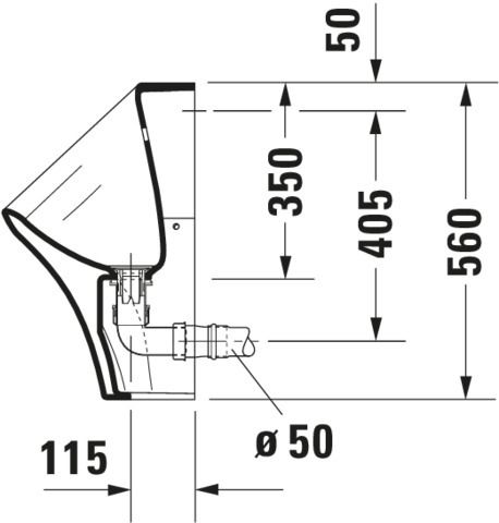 Duravit Absaug-Urinal DuraStyle 30x34cm, Zulauf von hinten, Rimless, ohne Fliege, weiß