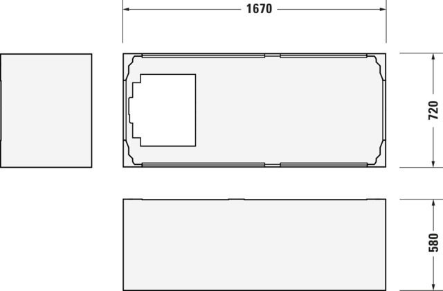 Duravit Rechteck-Badewanne Daro 170 x 75 x 46 cm, Einbauversion, 1 Rückenschräge, weiß